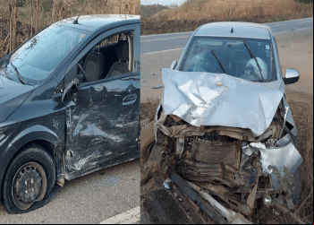 COLISÃO ENTRE CARROS EM RIO CASCA DEIXA QUATRO FERIDOS